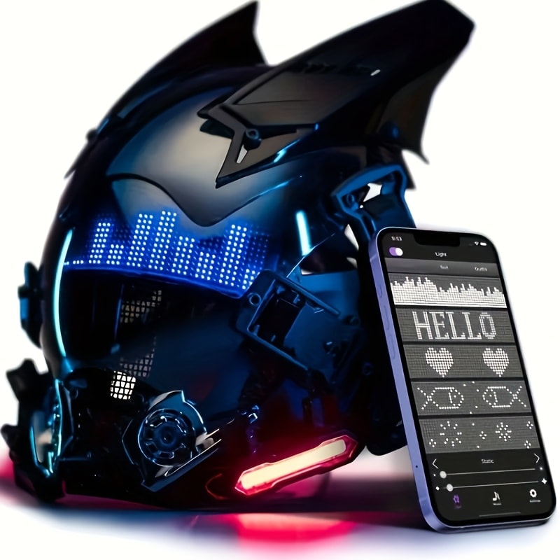 LED Wireless Cyberpunk Mask Light Up – Remote Control Sci-Fi Face Mask for Halloween, Bar Club Rave Party, Stage Performance & Photo Prop, Cool Gift for Men Adults, Black