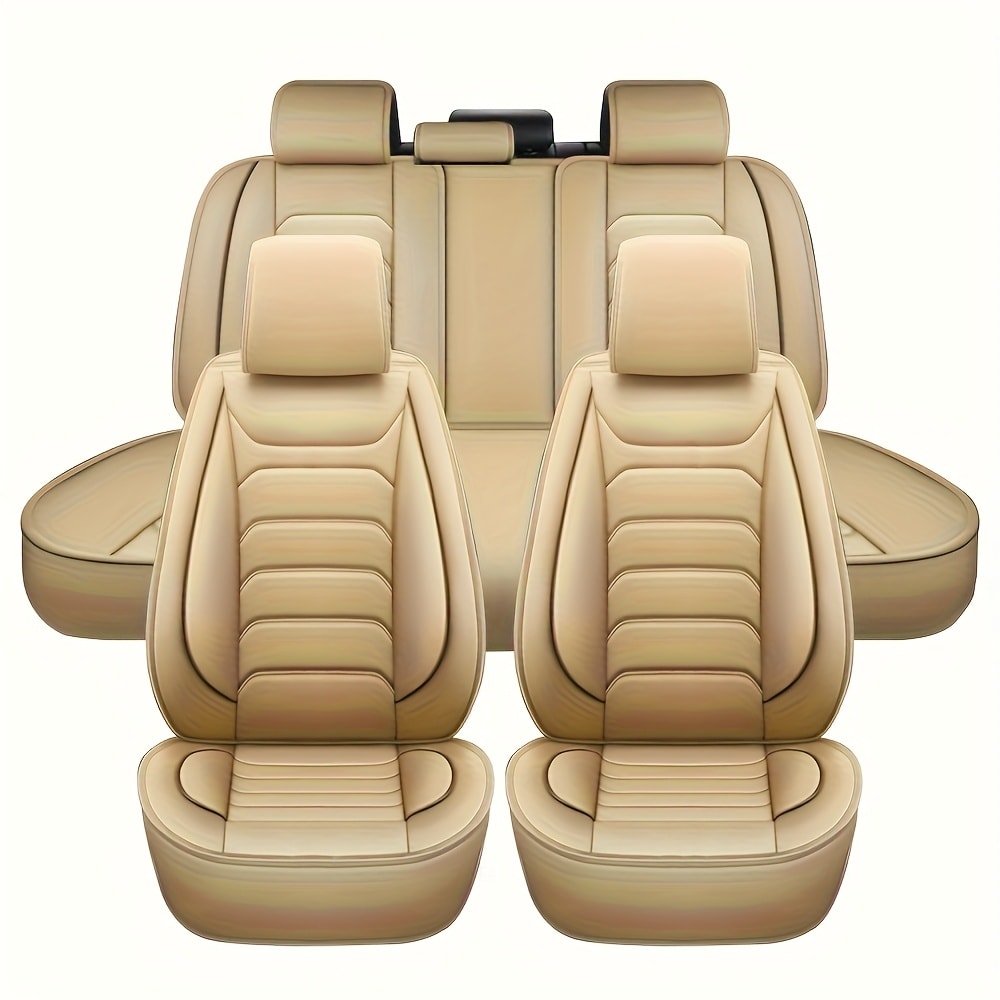 Faux Leather Car Seat Covers 5-Seat Full Set – Waterproof 360° Protection, Foam Padding, Universal Fit for SUV, Truck & Sedan (6 Colors)