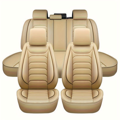 Faux Leather Car Seat Covers 5-Seat Full Set – Waterproof 360° Protection, Foam Padding, Universal Fit for SUV, Truck & Sedan (6 Colors)