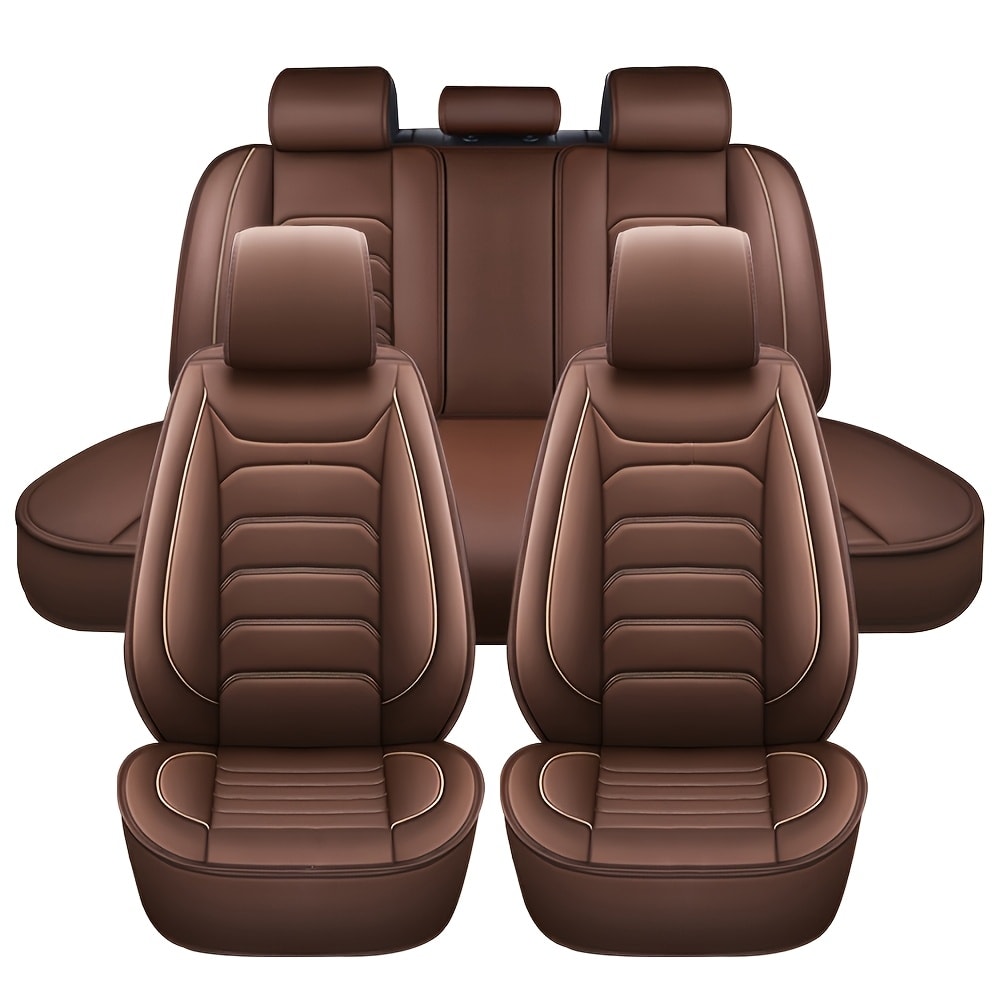Faux Leather Car Seat Covers 5-Seat Full Set – Waterproof 360° Protection, Foam Padding, Universal Fit for SUV, Truck & Sedan (6 Colors)