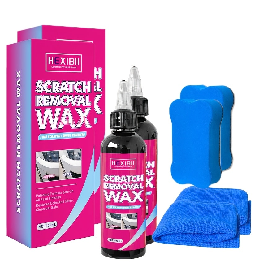 Car Scratch Remover Wax 2-Pack - Liquid Formula for Fine Surface Scratch Repair on Cars, RV, Trucks & Motorcycles