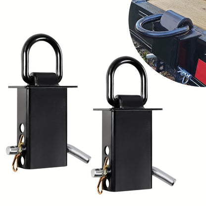 Stake Pocket D-Ring Tie Down 12,000 lbs Breaking Load Heavy Duty Flatbed Truck Trailer Cargo Anchor – Adjustable 2"x4" Universal Fit, Black & Zinc Coated, 2-12 Pack