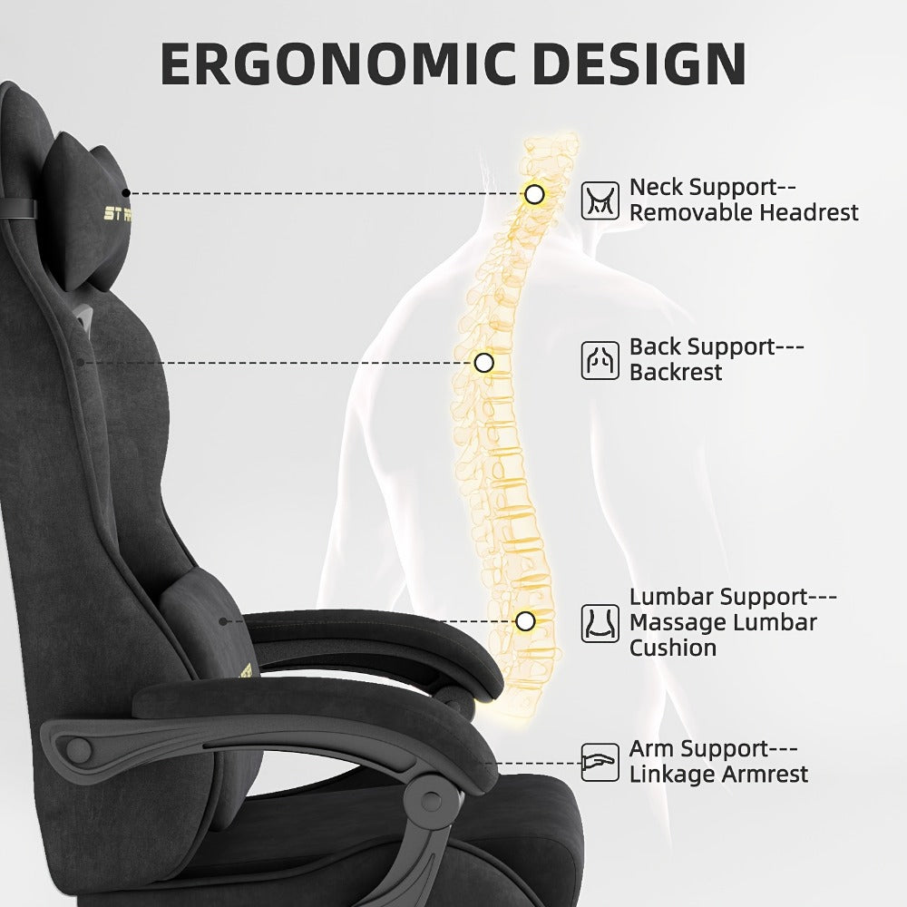 Velvet Gaming Chair, Ergonomic Video Game Chair for Comfortable Everyday Seating detail image - detail view 7
