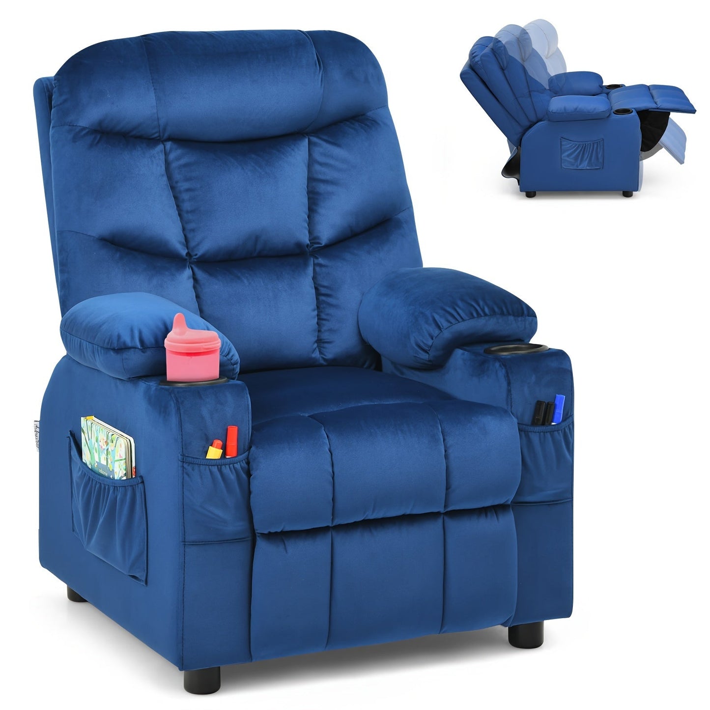 Kids Recliner Chair shown in the Blue option