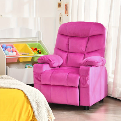 Velvet Kids Recliner Chair with Solid Wood Construction for Kids' Room detail image - detail view 10