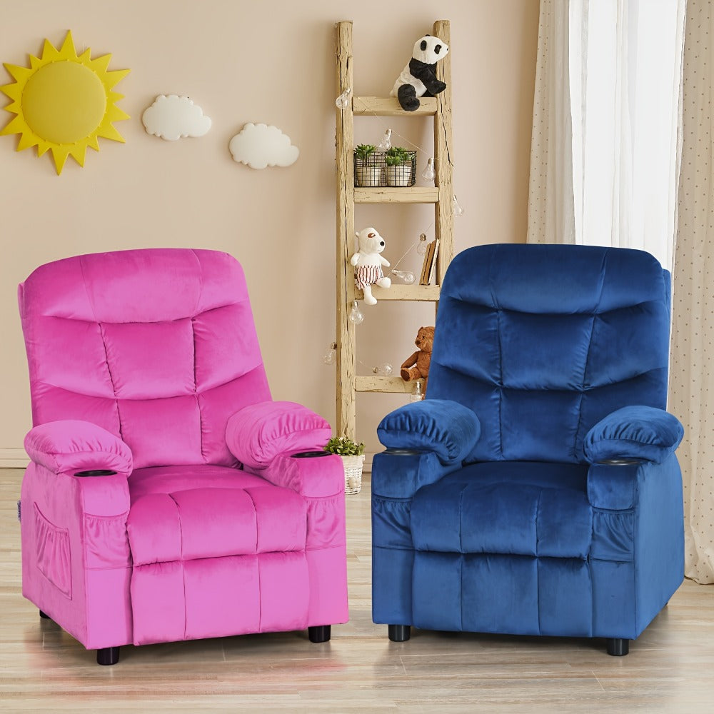 Velvet Kids Recliner Chair with Solid Wood Construction for Kids' Room detail image - detail view 11