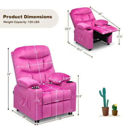 Velvet Kids Recliner Chair with Solid Wood Construction for Kids' Room detail image - detail view 3