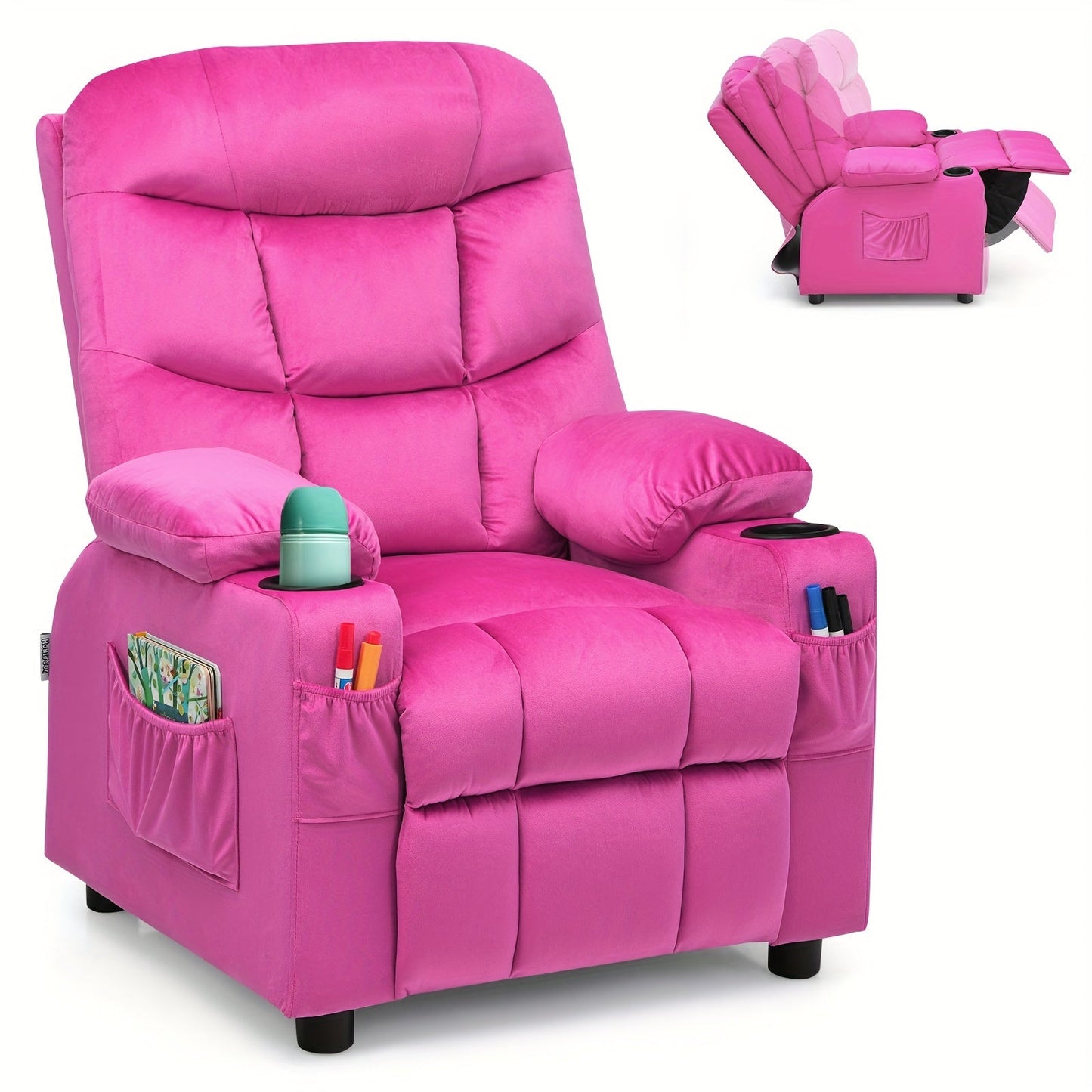 Kids Recliner Chair shown in the pink option
