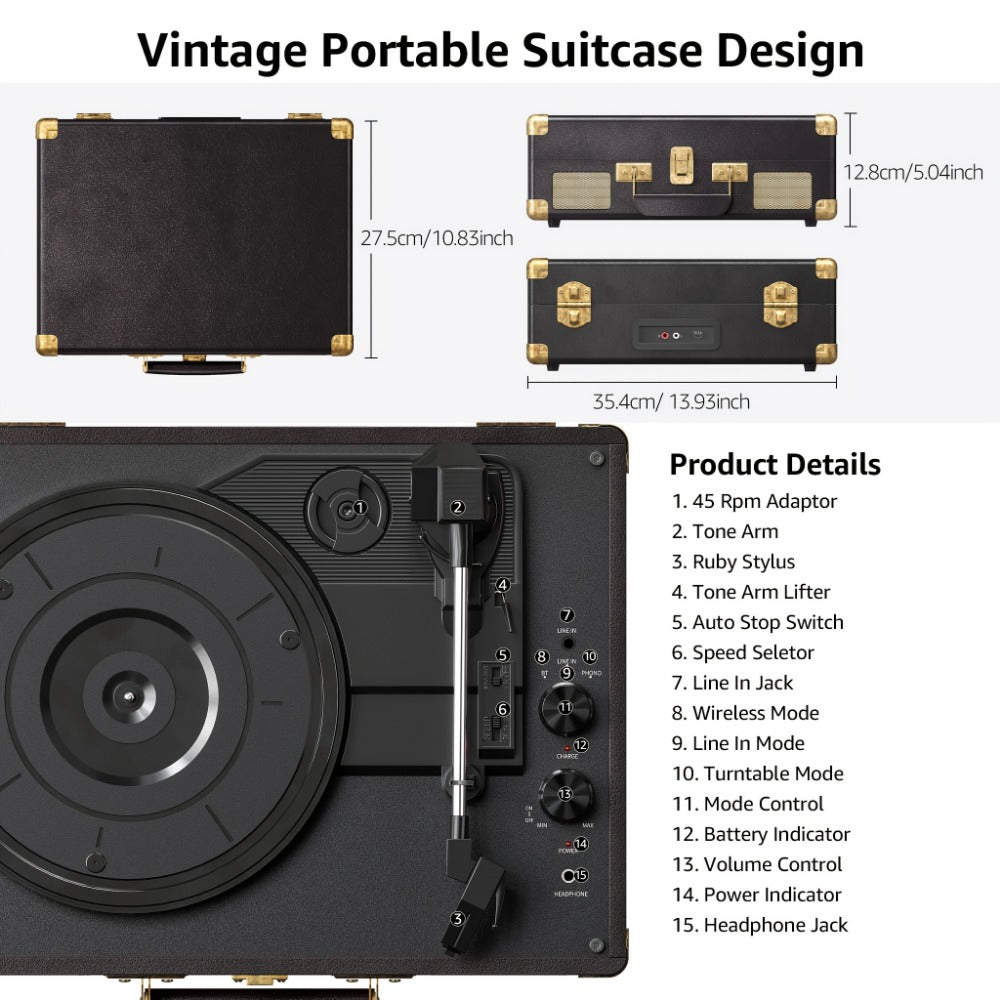 Vinyl Record, Wireless, Portable, Player, Built for Music Listening and Collecting detail image - detail view 14