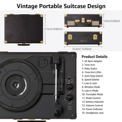 Vinyl Record, Wireless, Portable, Player, Built for Music Listening and Collecting detail image - detail view 14