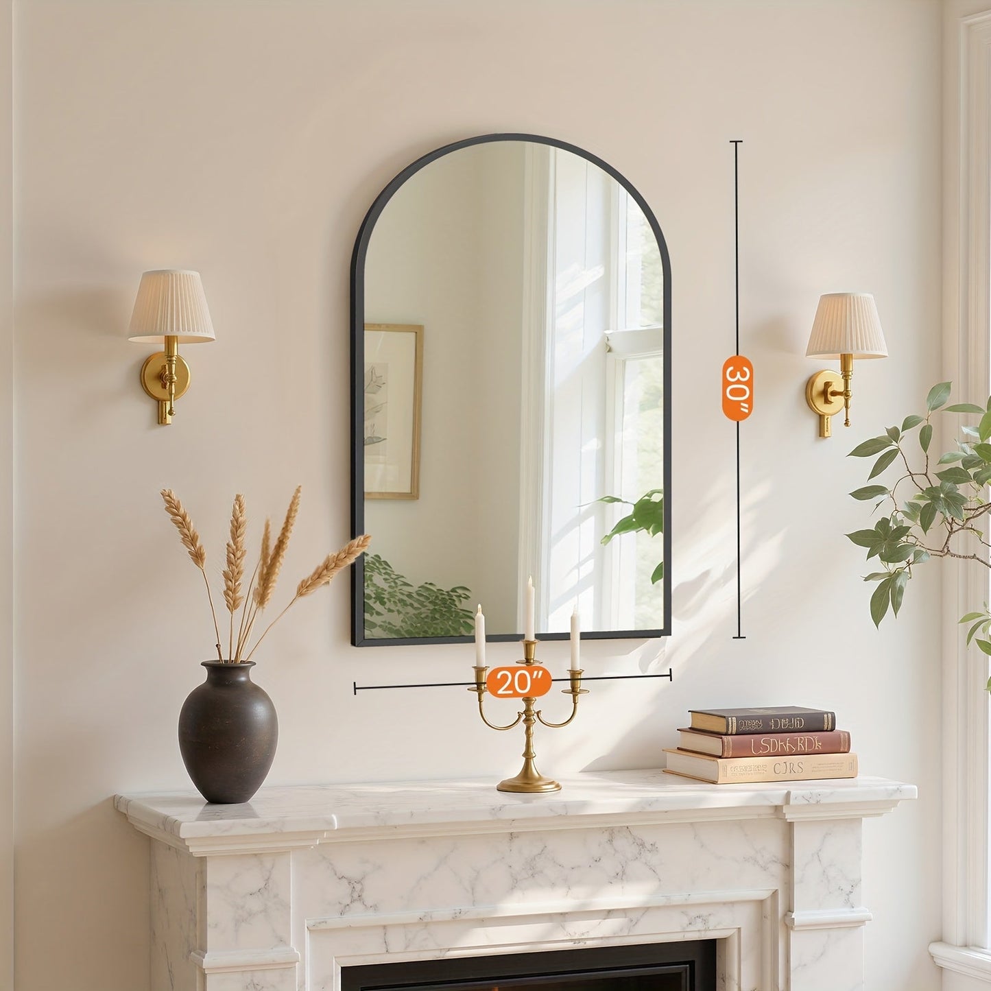 Wall Mirror shown in the Black, 2030 option