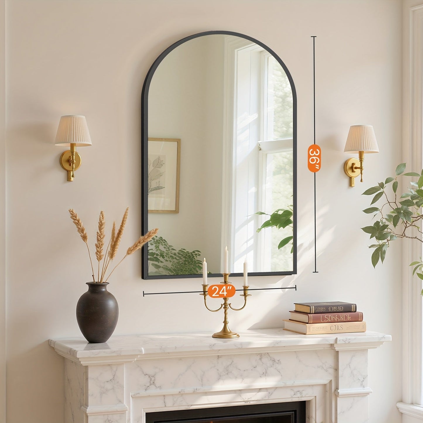 Wall Mirror shown in the Black, 2436 option