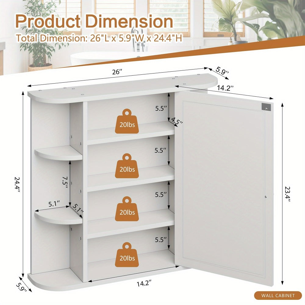 Wall-Mounted Bathroom Medicine Cabinet with Open Shelves for Organized Everyday Storage detail image - detail view 8