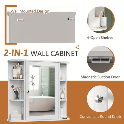 Wall-Mounted Bathroom Mirror Cabinet with Adjustable Shelves detail image - detail view 5