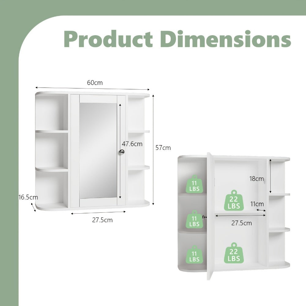 Wall-Mounted Bathroom Mirror Cabinet with Adjustable Shelves detail image - detail view 8