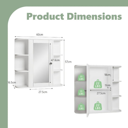Wall-Mounted Bathroom Mirror Cabinet with Adjustable Shelves detail image - detail view 8