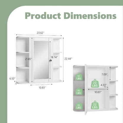 Wall-Mounted Bathroom Mirror Cabinet with Adjustable Shelves detail image - detail view 9