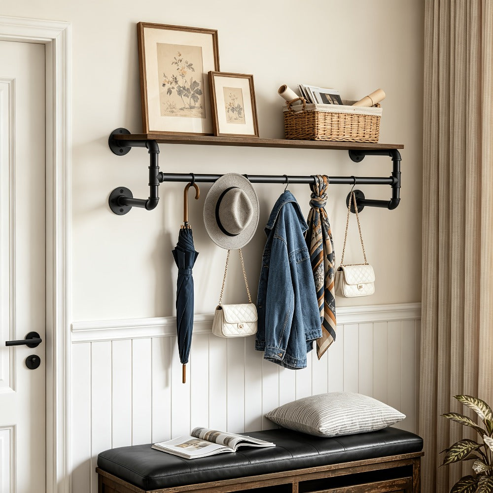 Wall-Mounted Clothes Rack for Organized Everyday Storage in Entryway detail image - detail view 15