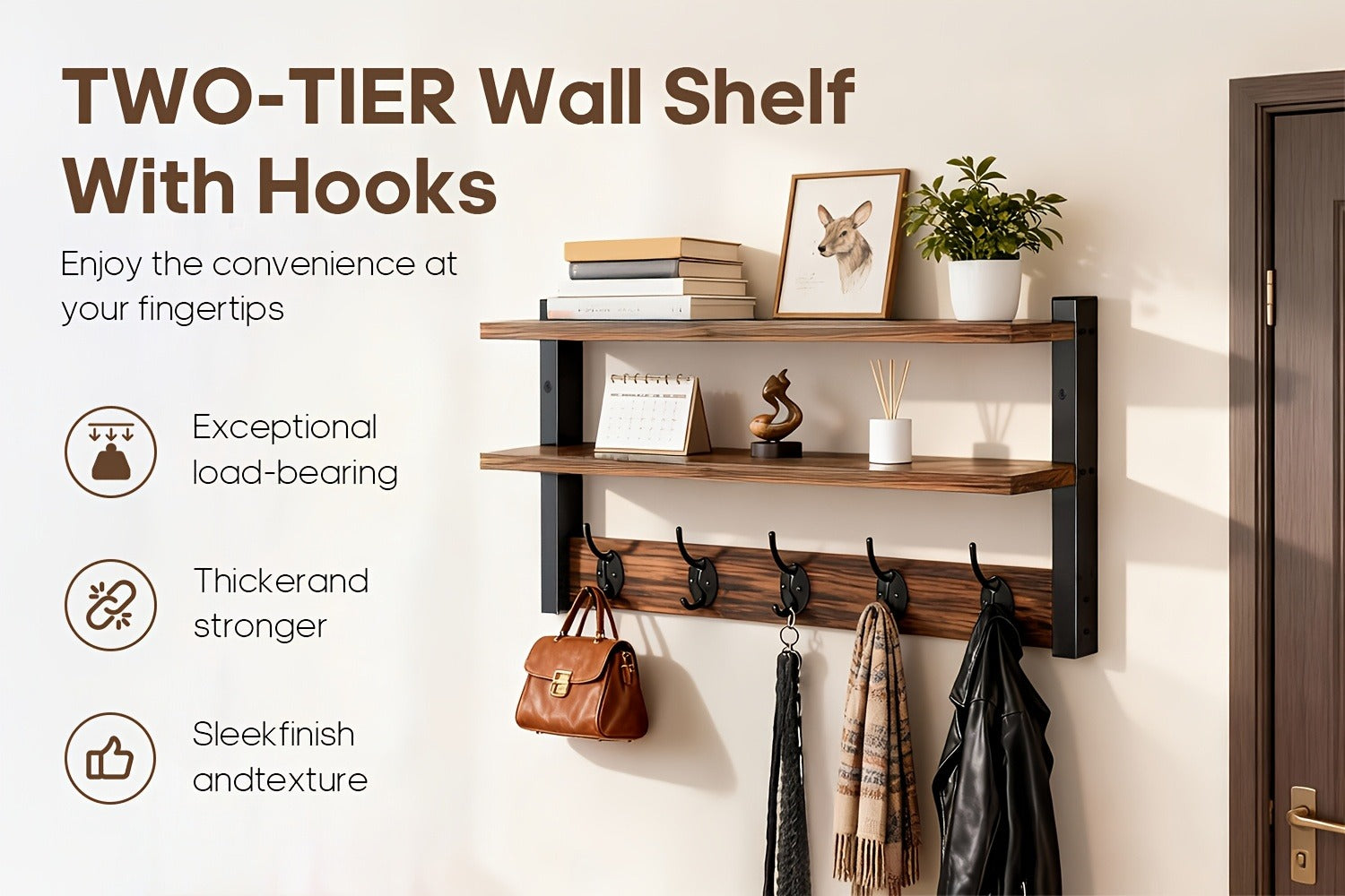 Wall-Mounted Freestanding Clothes Rack for Entryway and Living Room detail image - detail view 12