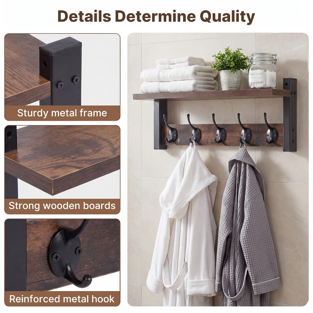 Wall-Mounted Heavy-Duty Coat Rack, Coat and Hat Organizer for Entryway detail image - detail view 8