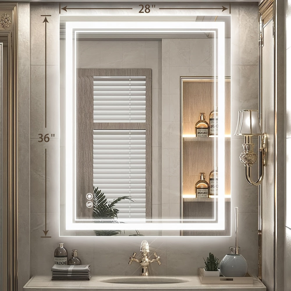 Bathroom Mirror shown in the 36 x 28 Front&Backlit option