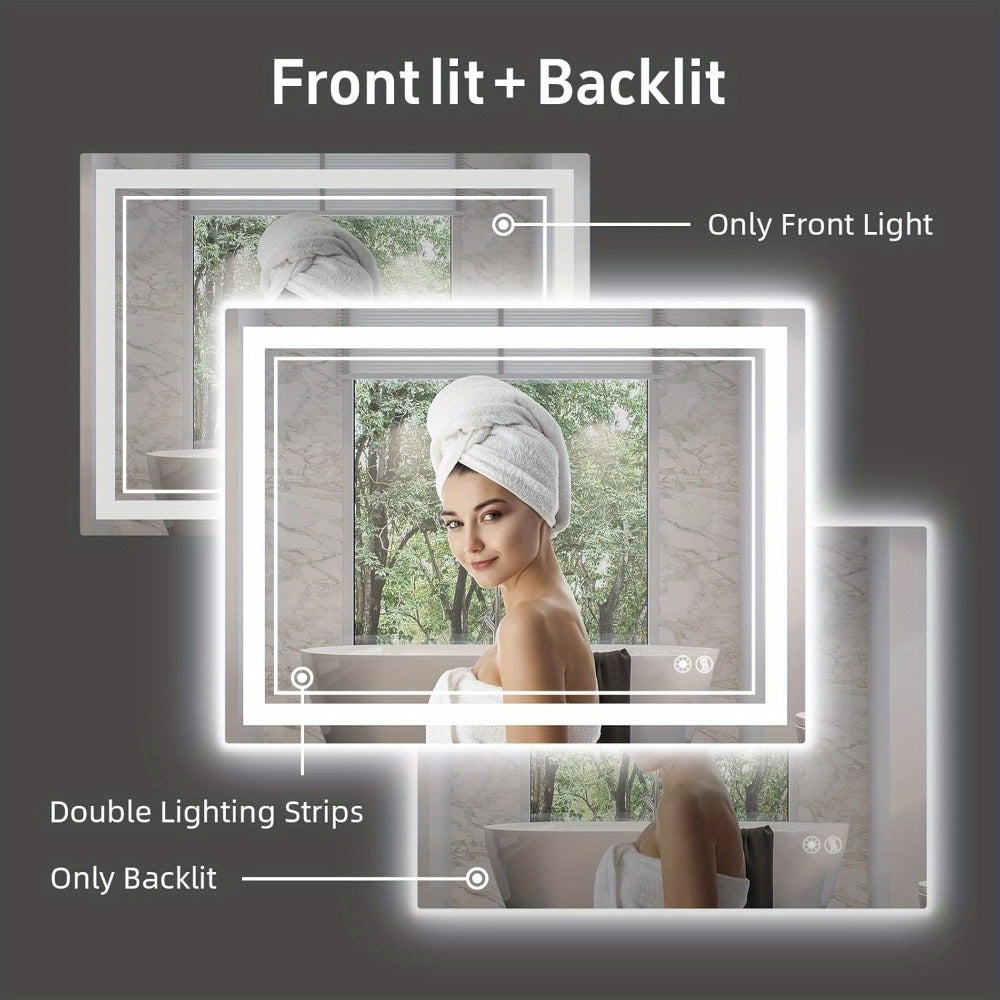 Wall-Mounted LED Bathroom Vanity Mirror with Anti-Fog Function detail image