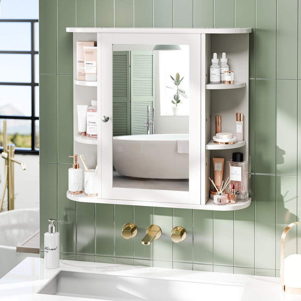 Wall-Mounted Medicine Cabinet with Open Shelves for Bathroom detail image