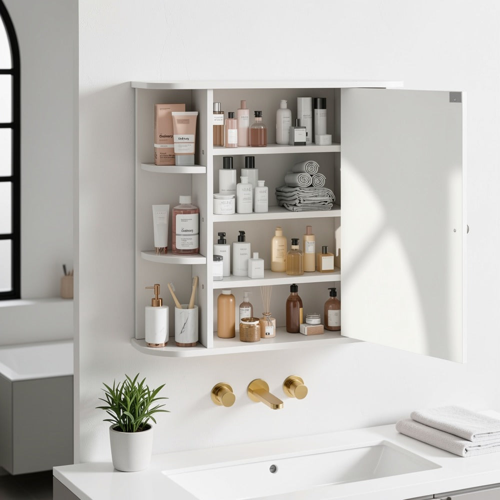 Wall-Mounted Medicine Cabinet with Open Shelves for Bathroom detail image - detail view 7