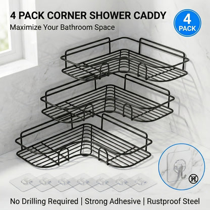 Wall-Mounted Metal Bathroom Corner Shelf for Organized Everyday Storage detail image