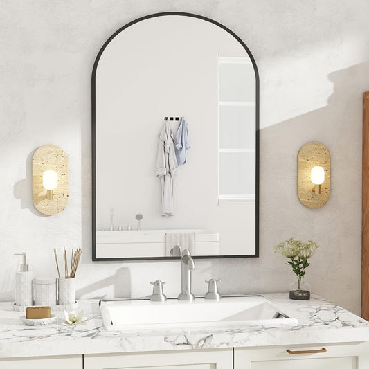 Wall Mirror, Arch Bathroom Mirror Wall Mounted Shatter-Proof Metal Frame Vanity Mirror shown in the main product view