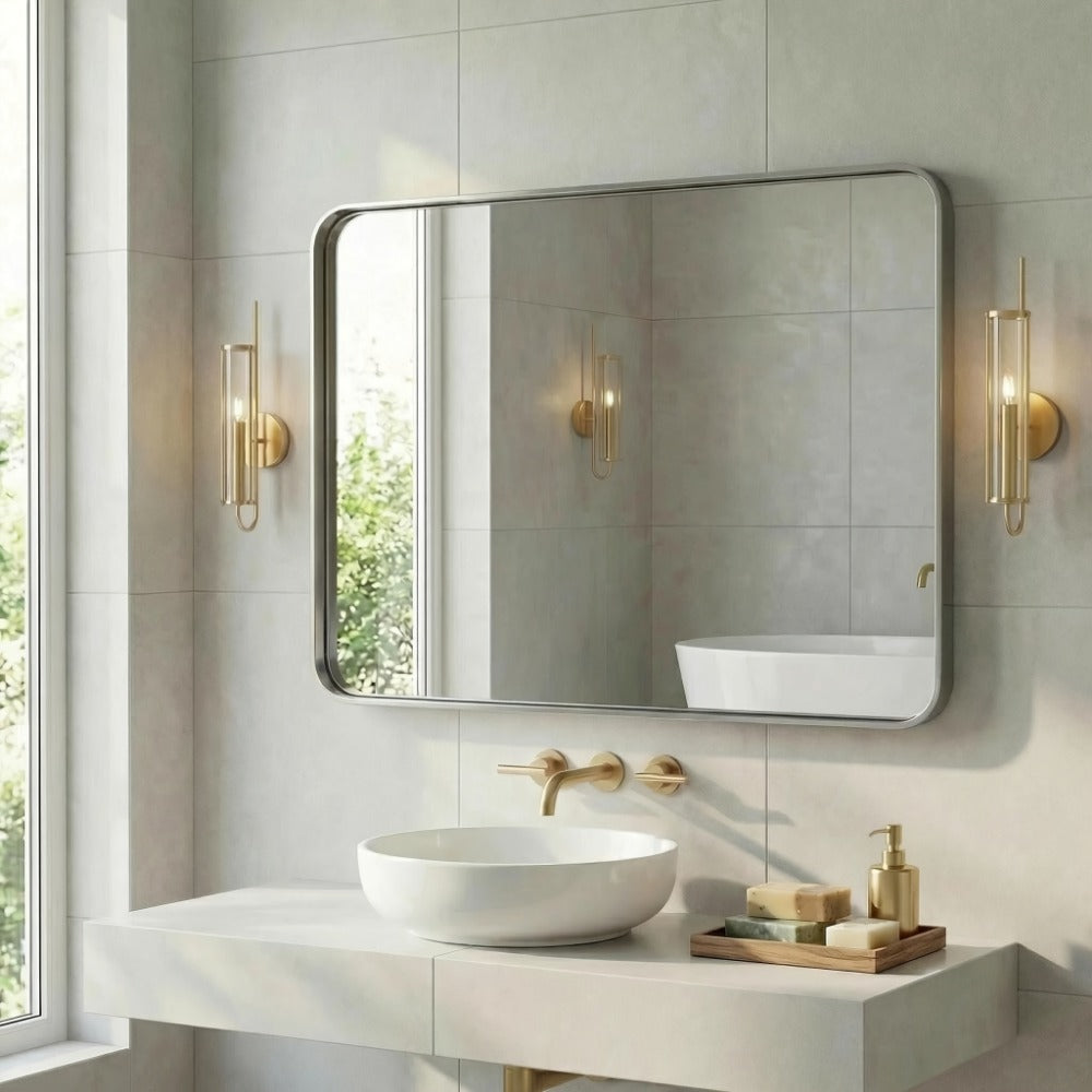 Wall-Mounted Metal Wall Mirror, Decorative Wall Mirror for Entryway detail image - detail view 4