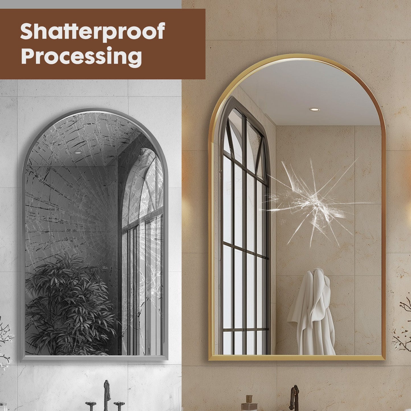 Wall-Mounted Metal Wall Mirror, Decorative Wall Mirror for Bathroom detail image - detail view 11