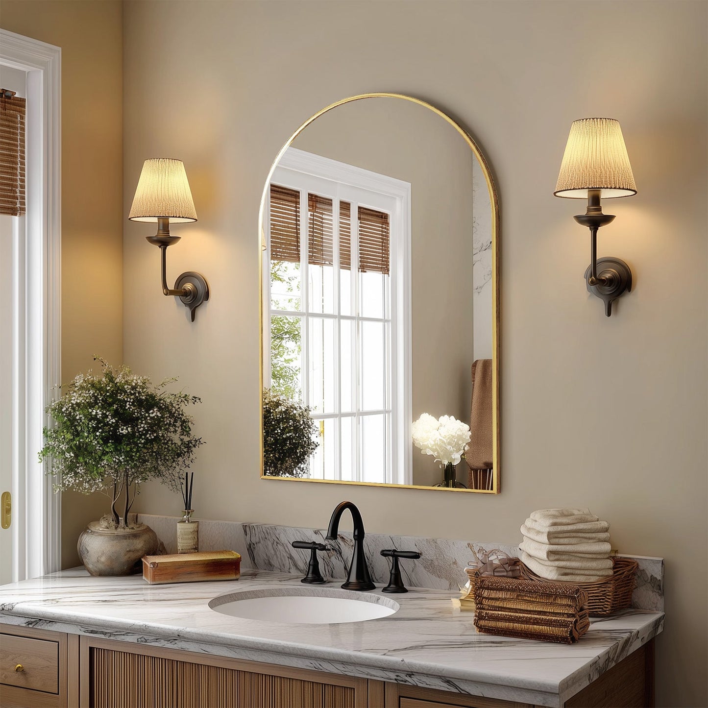 Wall-Mounted Metal Wall Mirror, Decorative Wall Mirror for Bathroom detail image - detail view 13