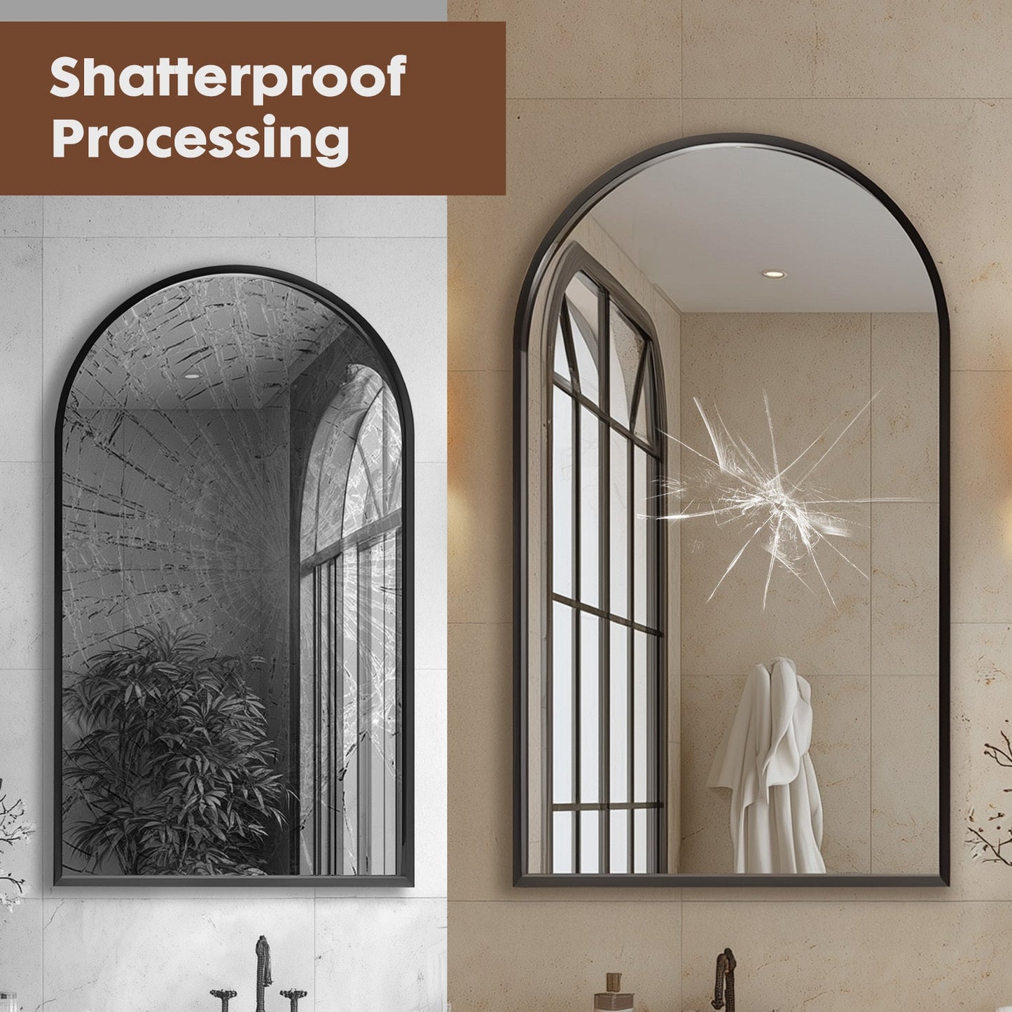Wall-Mounted Metal Wall Mirror, Decorative Wall Mirror for Bathroom detail image - detail view 5