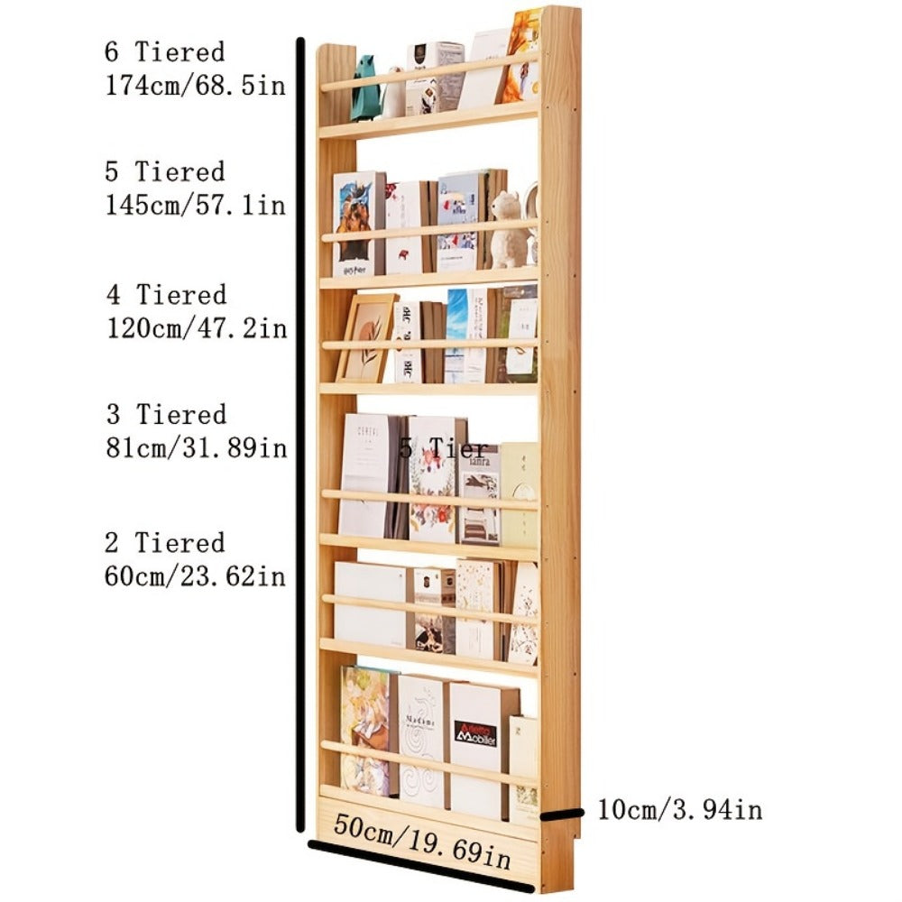 Wall-Mounted Narrow Bookshelf, Freestanding Bookcase for Organized Everyday Storage detail image - detail view 4