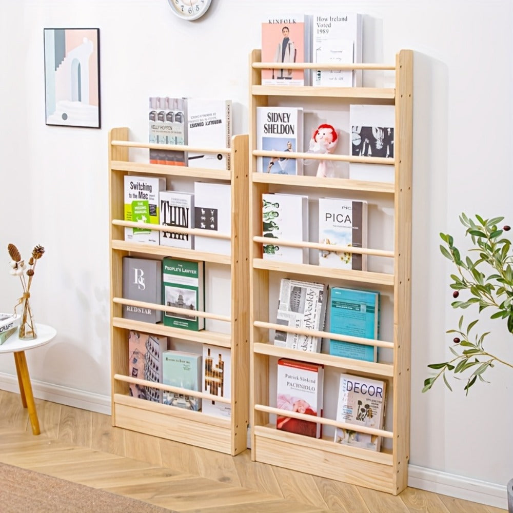 Wall-Mounted Narrow Bookshelf with Solid Wood Construction for Organized Everyday Storage detail image - detail view 10