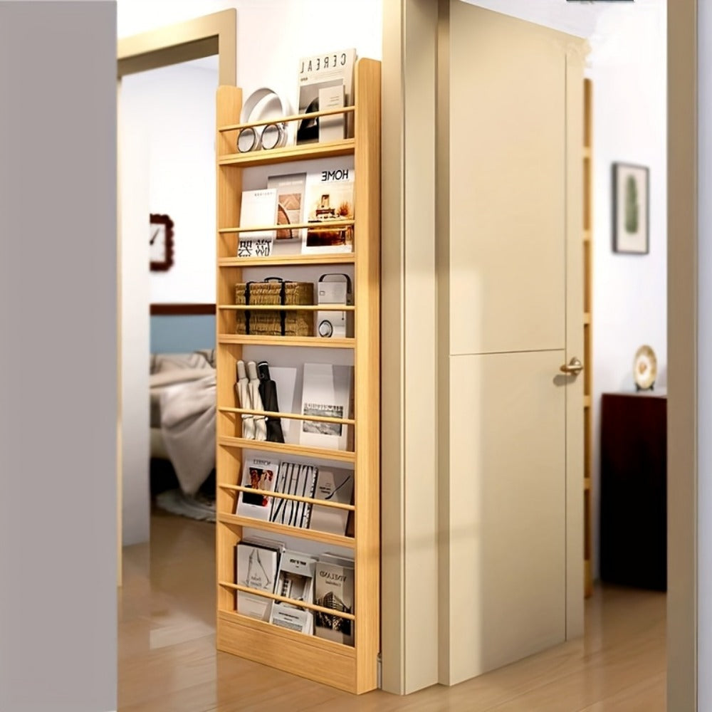 Wall-Mounted Narrow Bookshelf with Solid Wood Construction for Organized Everyday Storage detail image - detail view 15