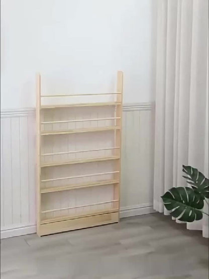 Wall-Mounted Narrow Bookshelf with Solid Wood Construction for Organized Everyday Storage detail image - detail view 17