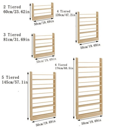 Wall-Mounted Narrow Bookshelf with Solid Wood Construction for Organized Everyday Storage detail image - detail view 18
