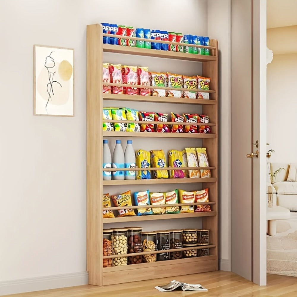 Wall-Mounted Narrow Bookshelf with Solid Wood Construction for Organized Everyday Storage detail image - detail view 20