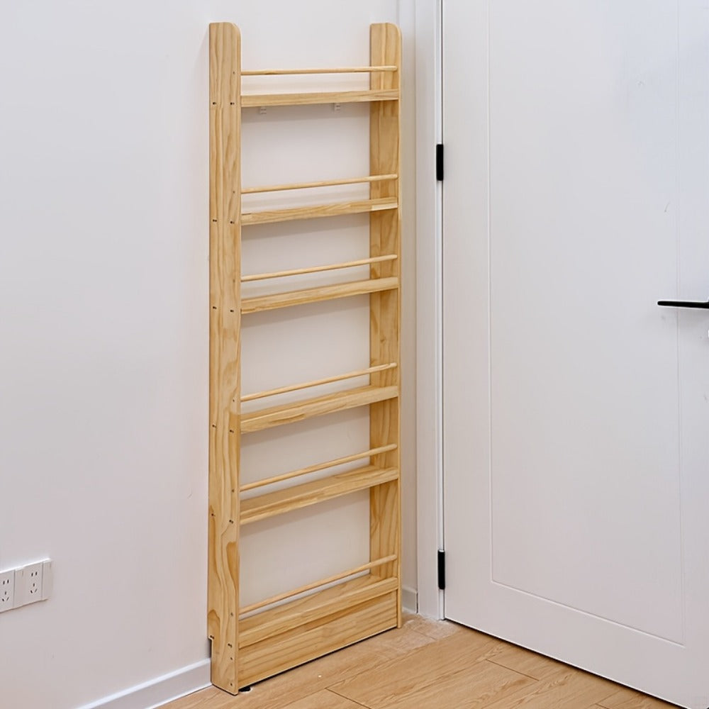 Wall-Mounted Narrow Bookshelf with Solid Wood Construction for Organized Everyday Storage detail image - detail view 22