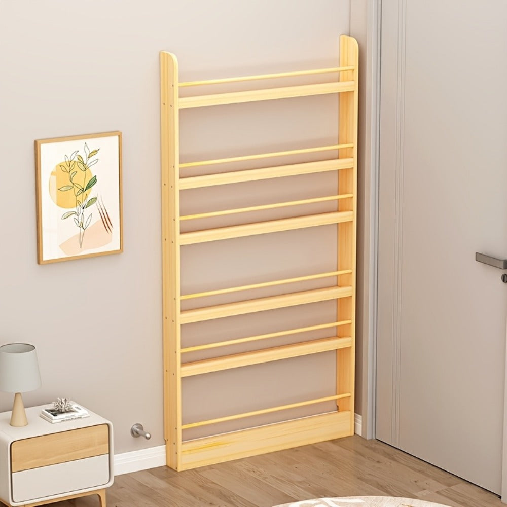 Wall-Mounted Narrow Bookshelf with Solid Wood Construction for Organized Everyday Storage detail image - detail view 23