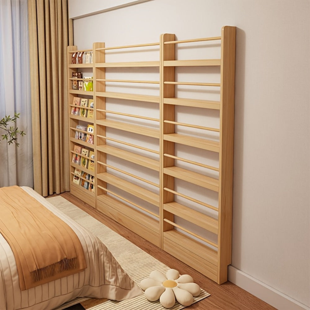 Wall-Mounted Narrow Bookshelf with Solid Wood Construction for Organized Everyday Storage detail image - detail view 8