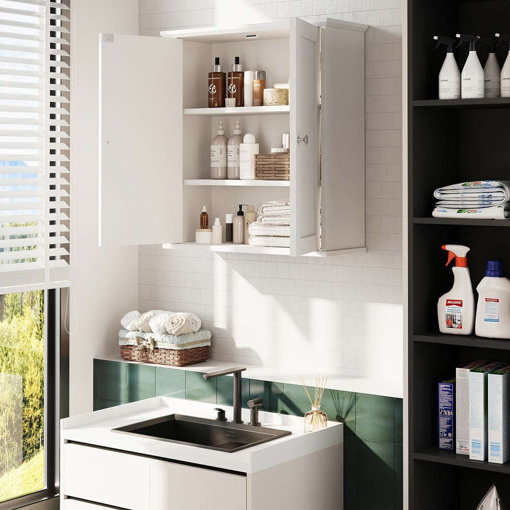 Wall-Mounted Wall Cabinet with Adjustable Shelves for Bathroom detail image