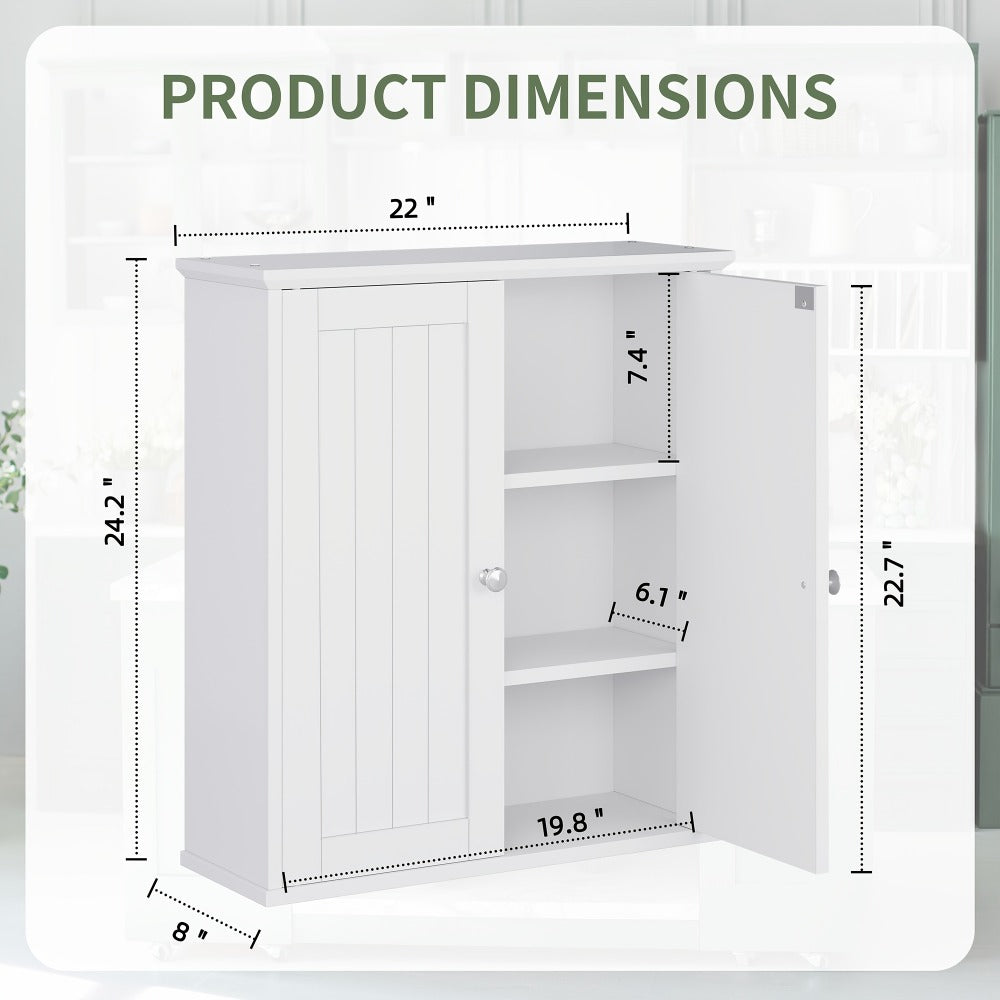 Wall-Mounted Wall Cabinet with Adjustable Shelves for Bathroom detail image - detail view 4