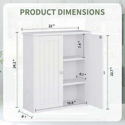 Wall-Mounted Wall Cabinet with Adjustable Shelves for Bathroom detail image - detail view 4
