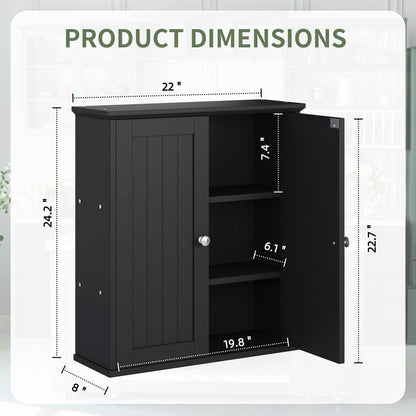 Wall-Mounted Wall Cabinet with Adjustable Shelves for Bathroom detail image - detail view 5