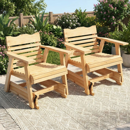 Patio Rocking Chair, Solid Wood with Hidden Cup Holder, High Backrest & Wide Armrests, 330 shown in the main product view