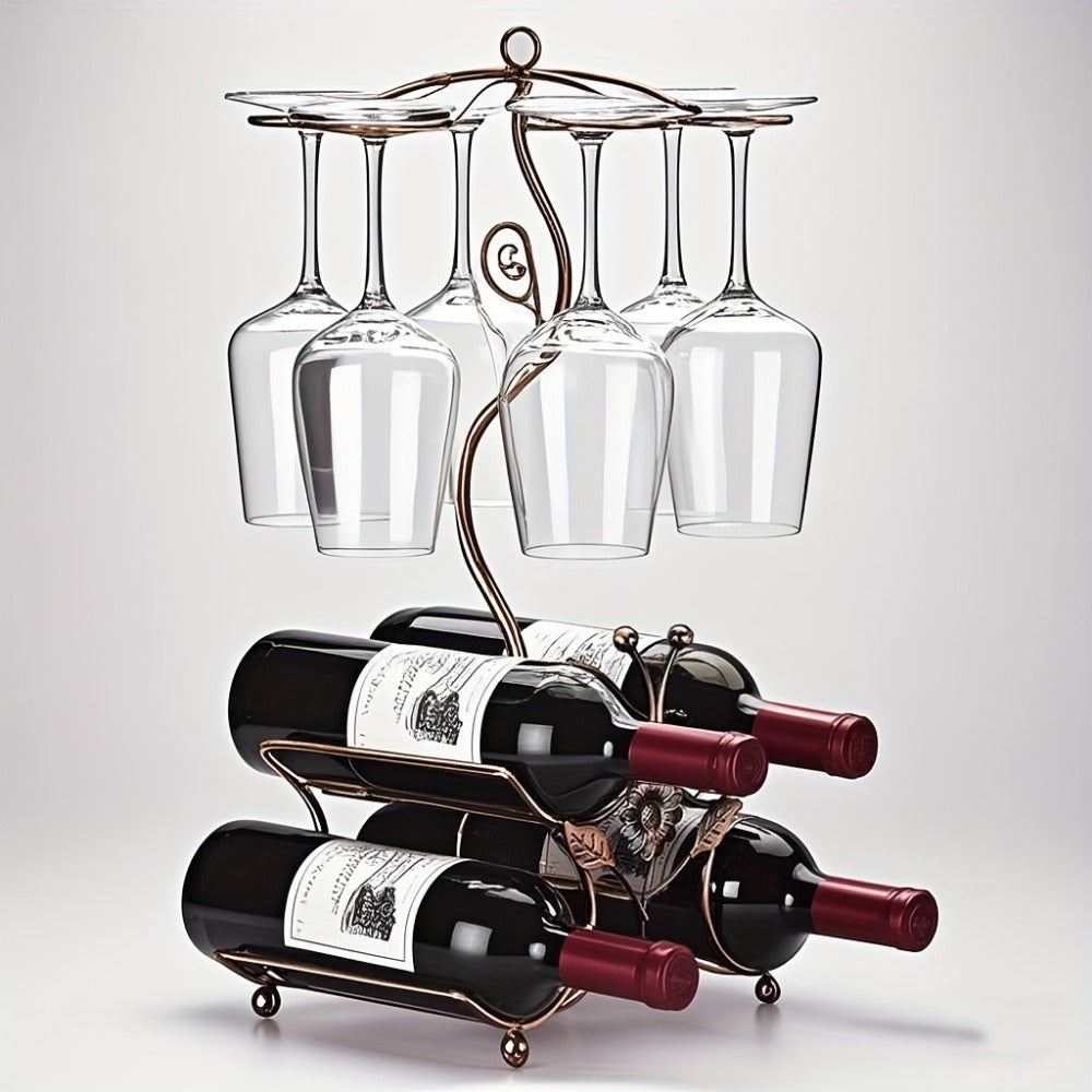 Wine Rack with Wine Glass Holder for Organized Everyday Storage in Kitchen detail image