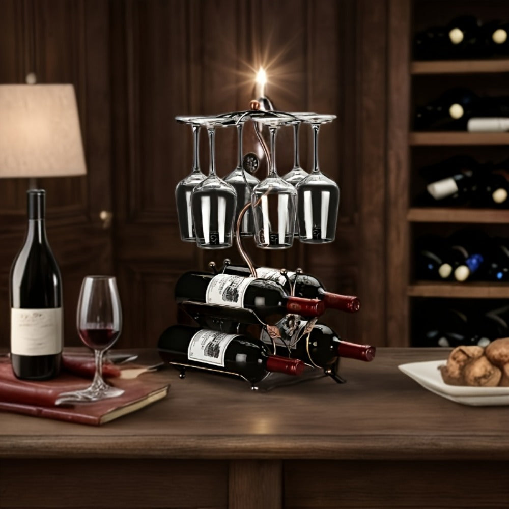 Wine Rack with Wine Glass Holder for Organized Everyday Storage in Kitchen detail image - detail view 6